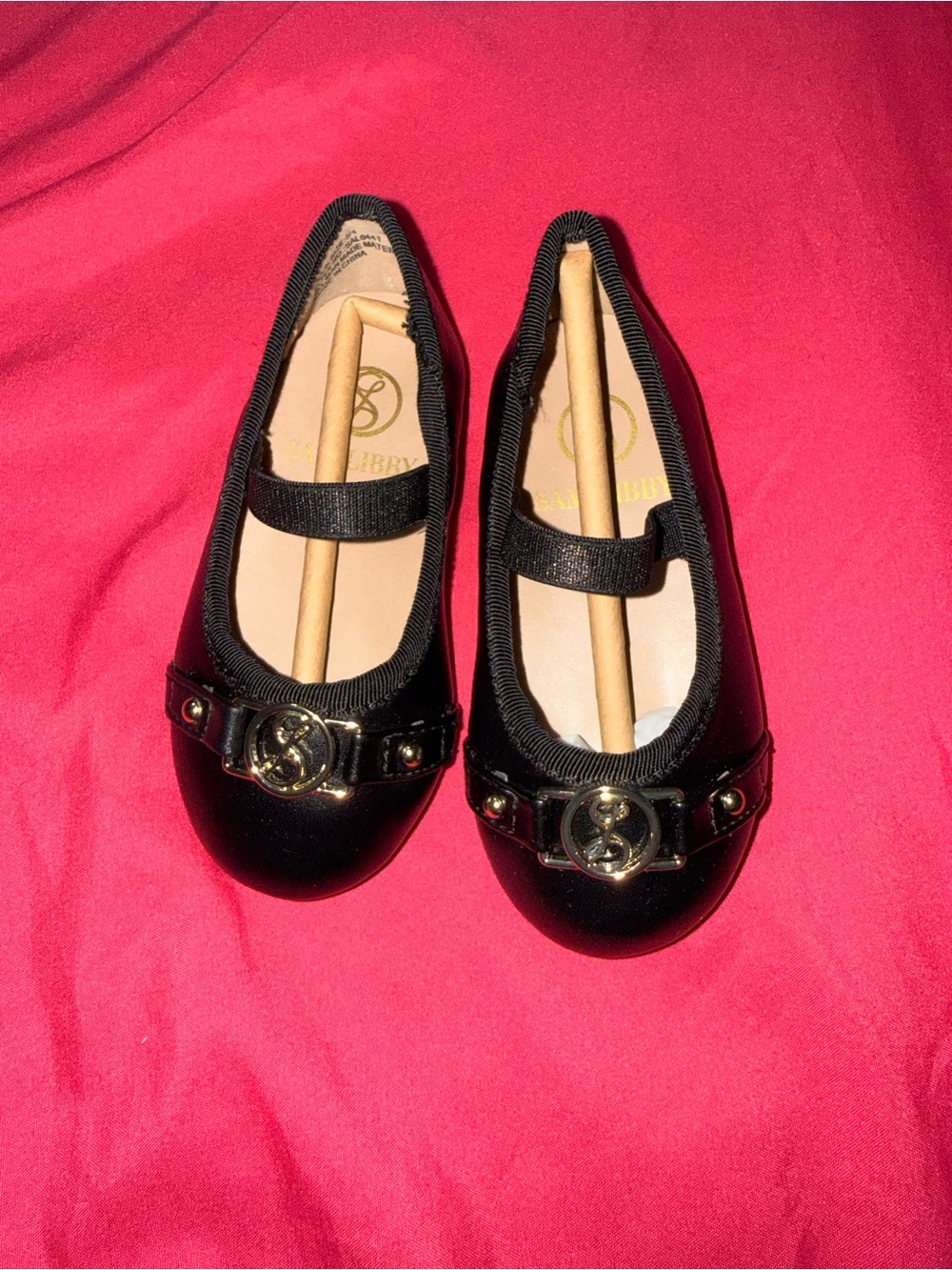 Sam & Libby Black Girls' Mary Jane Dress Shoes with Gold Accent